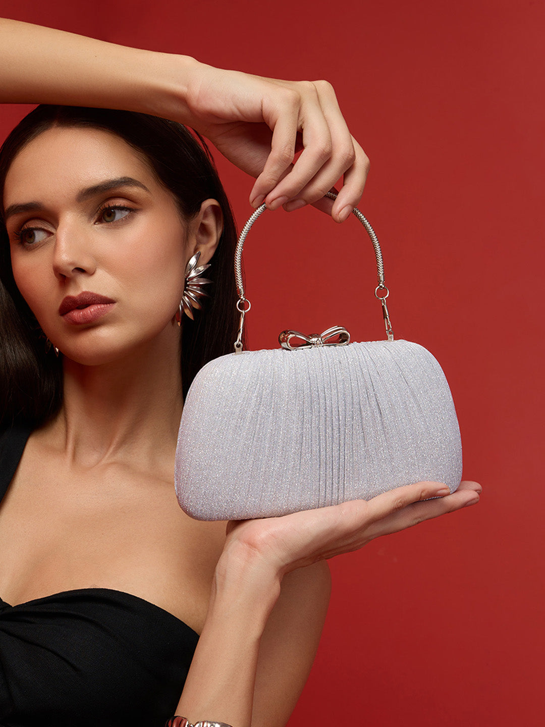 Barnet Small Frame Clutch Silver