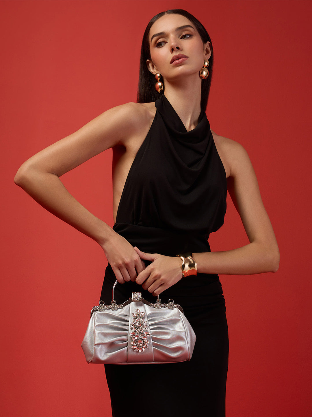 Ealing Small Handle Clutch Silver