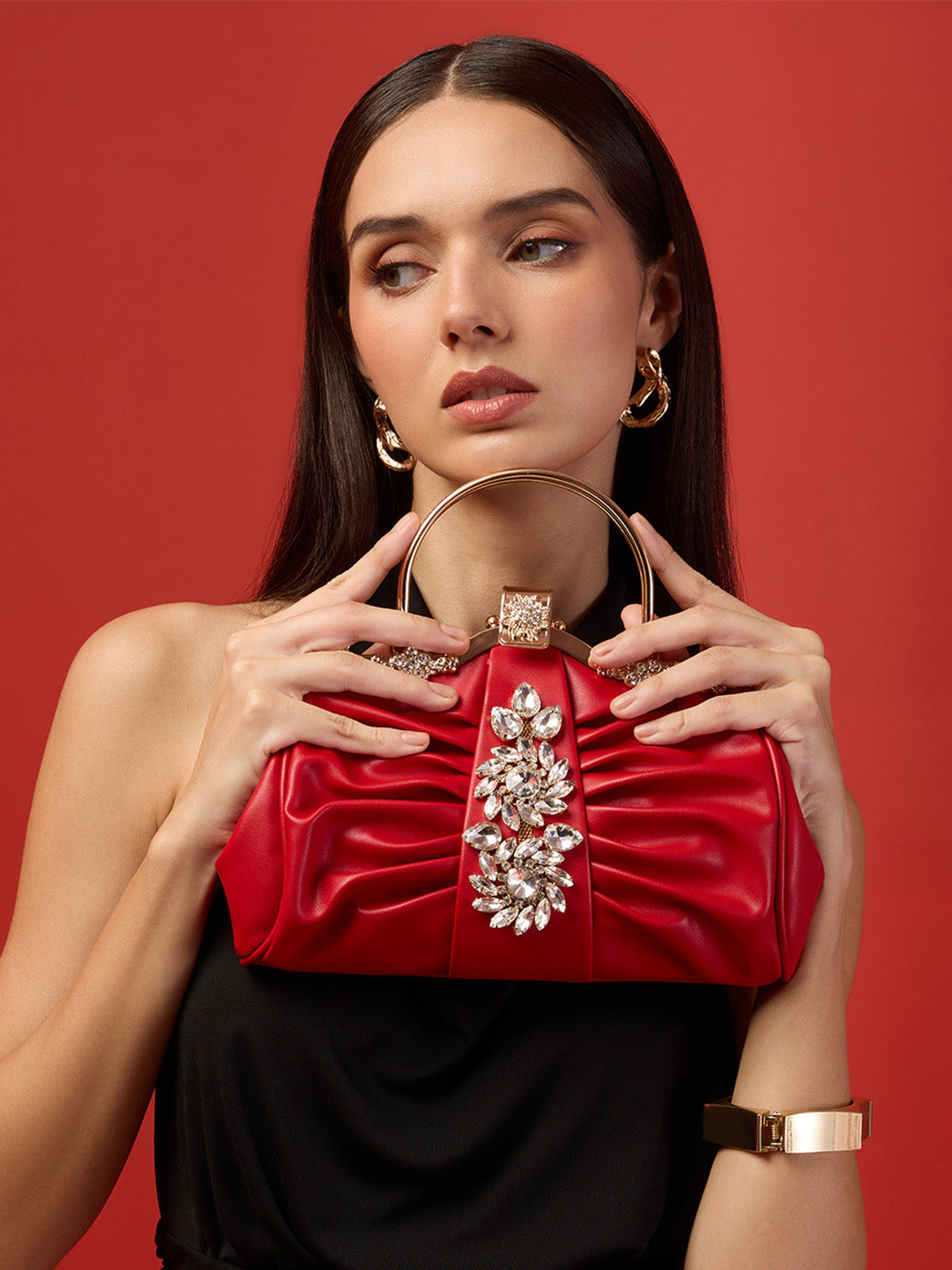 Ealing Small Handle Clutch Red