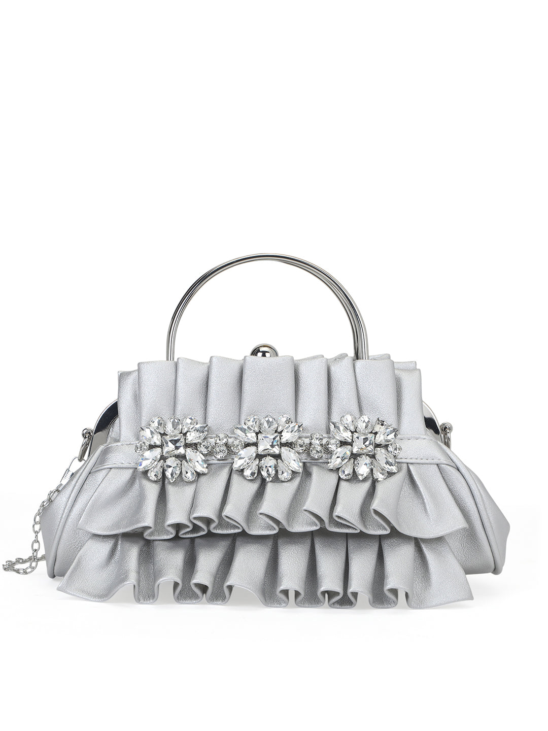 Richmond Small Handle Clutch Silver