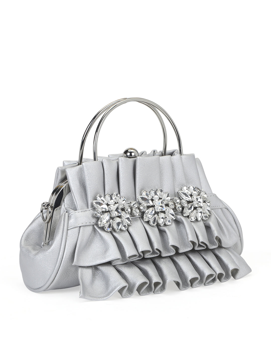 Richmond Small Handle Clutch Silver