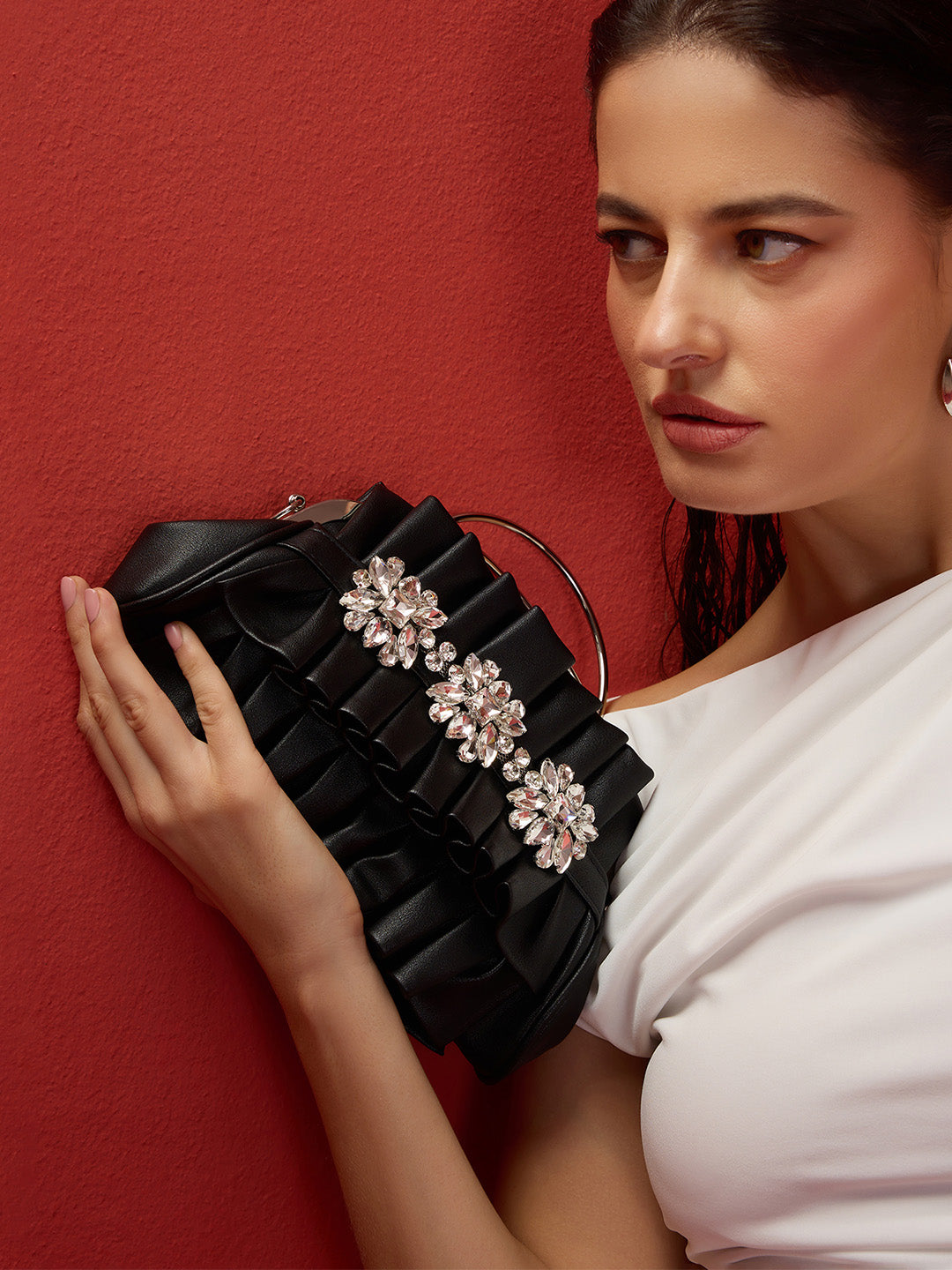 Richmond Small Handle Clutch Black