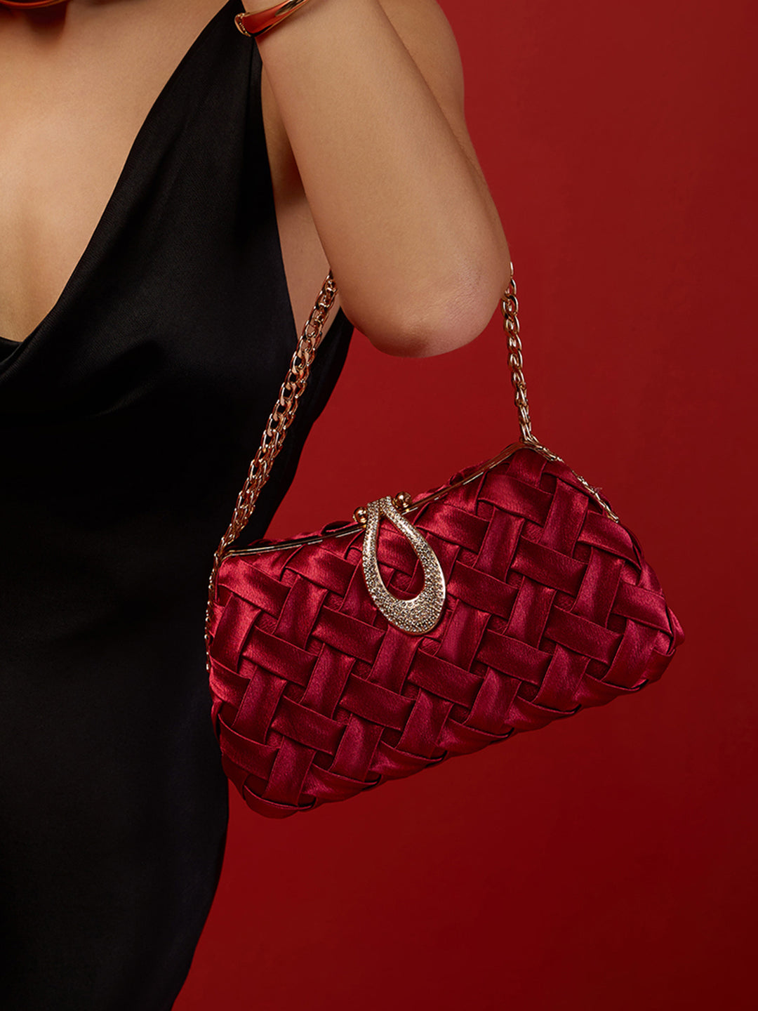 Suton Small Flap Clutch Maroon