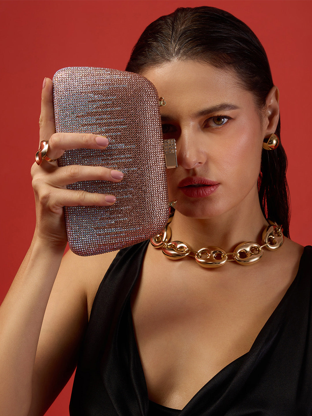 Brent Small Frame Clutch Rose Gold