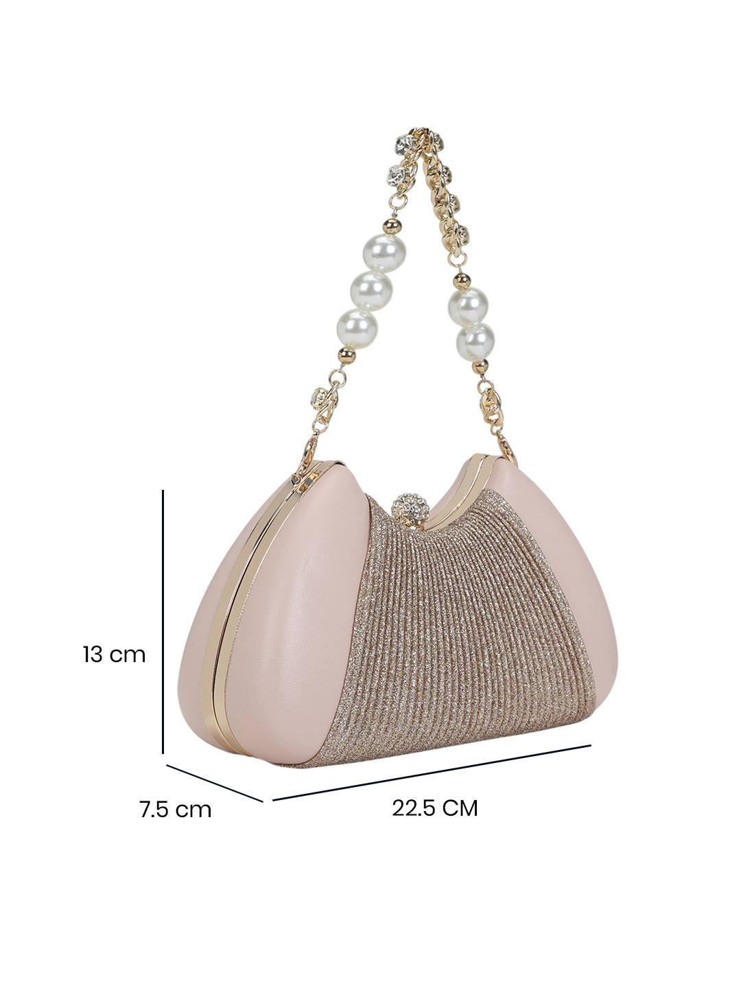 Bexley Frame Clutch Small Stylish Pearl Handle Detachable Chain Sling Bag
