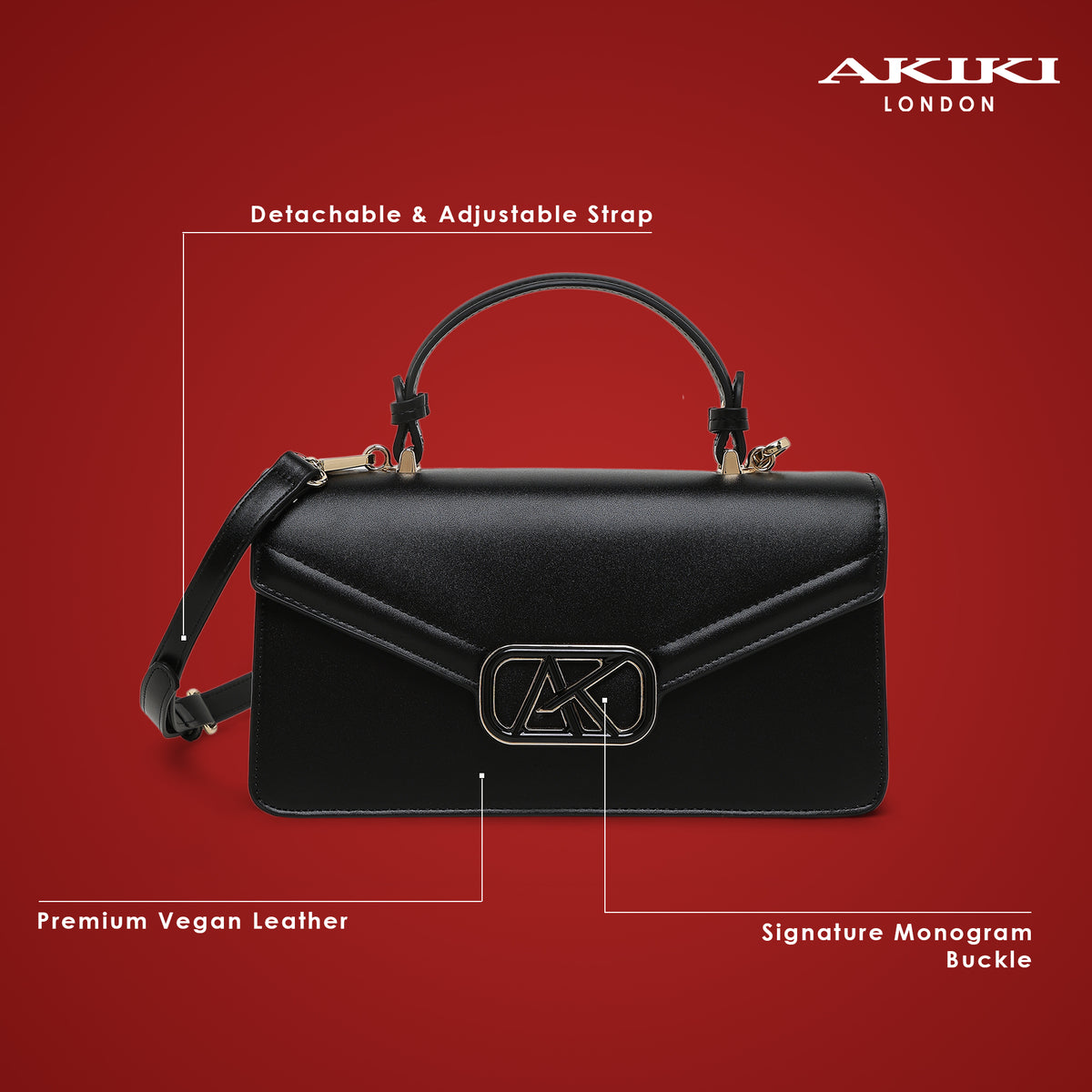 Mayfair Flap Medium Satchel Bag Black