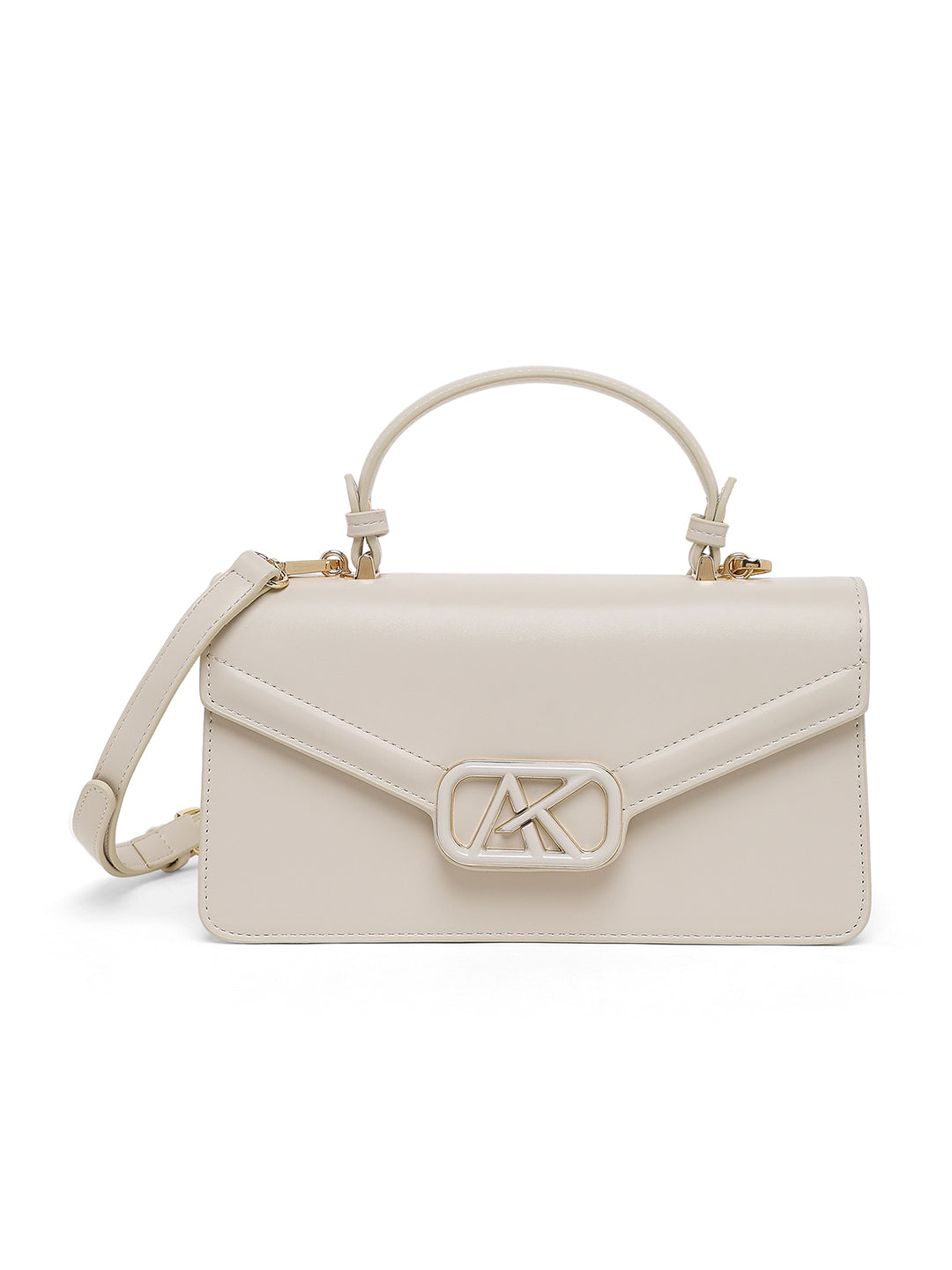 Mayfair Flap Medium Satchel Bag Off White