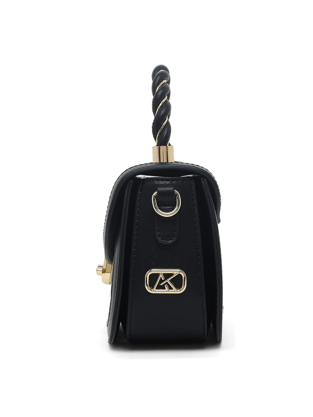Trinity Flap Small Satchel Bag Black