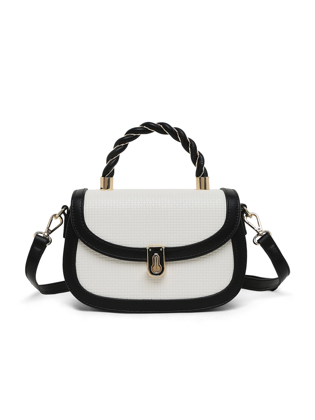 Trinity Flap Small Satchel Bag Black