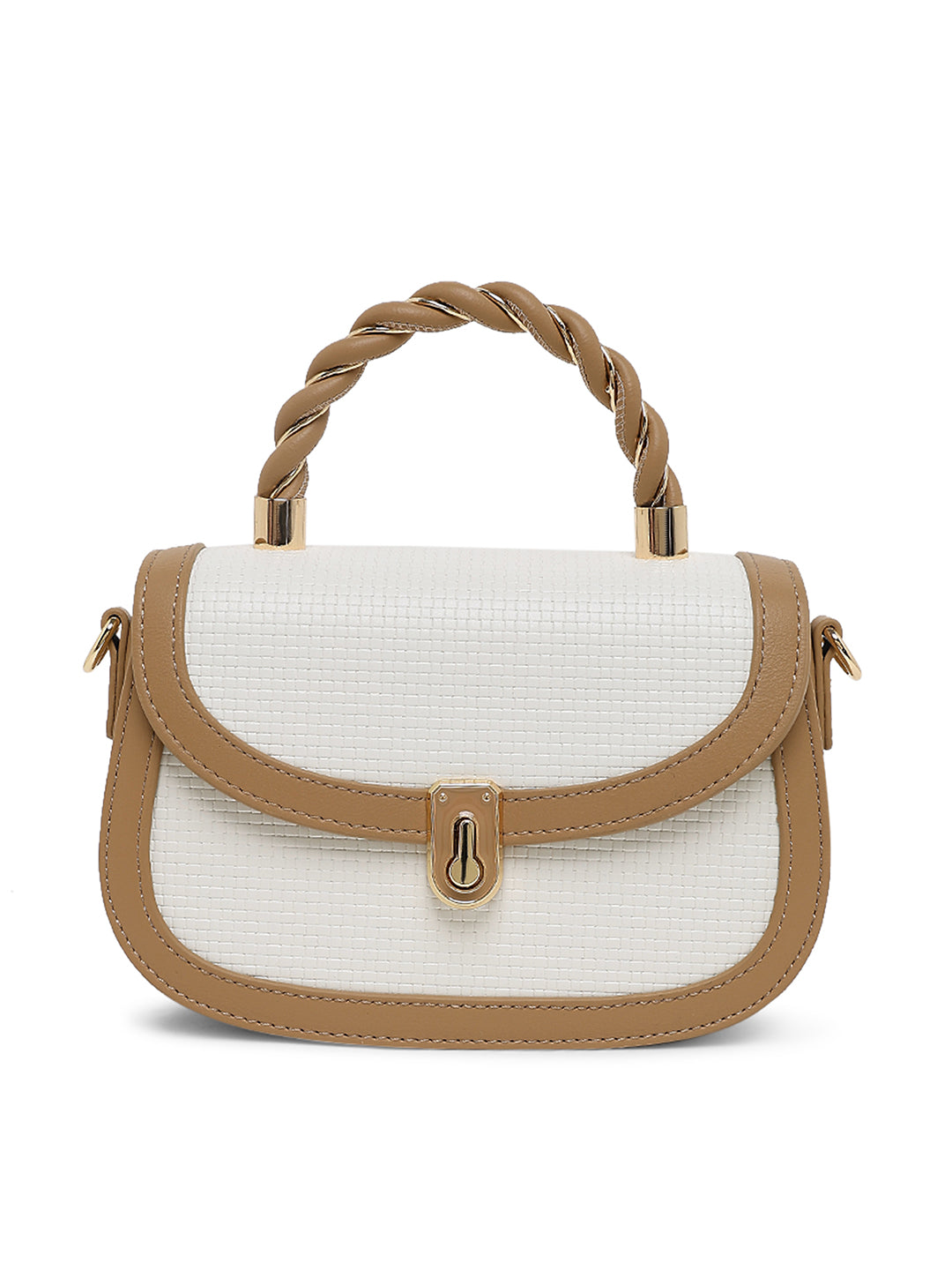 Trinity Flap Small Satchel Bag Beige