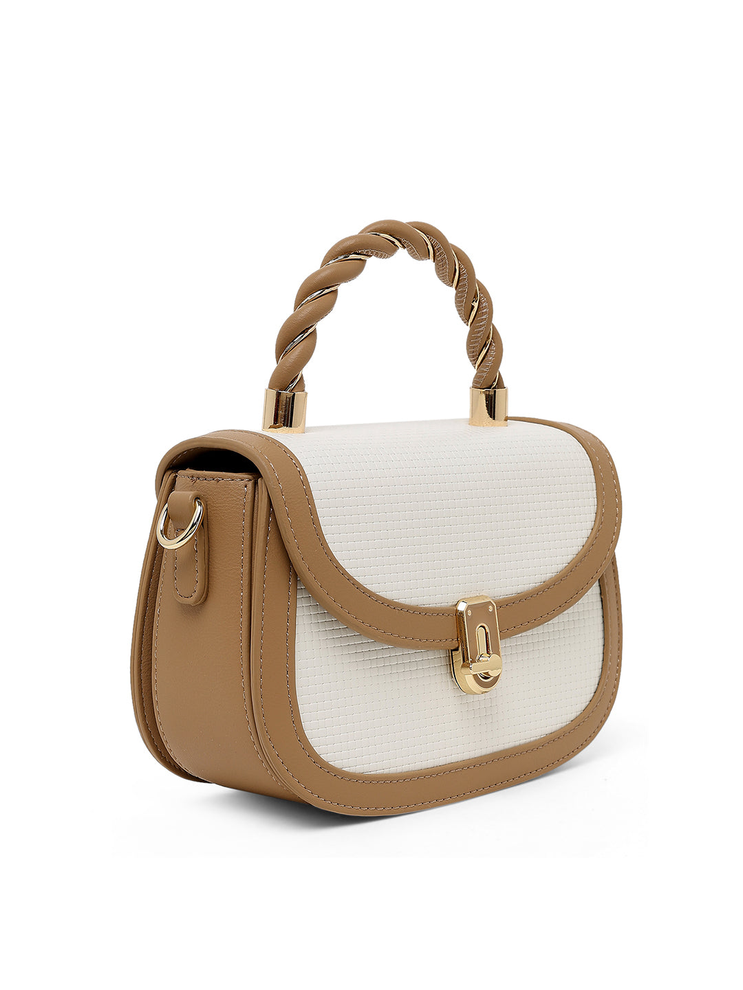 Trinity Flap Small Satchel Bag Beige