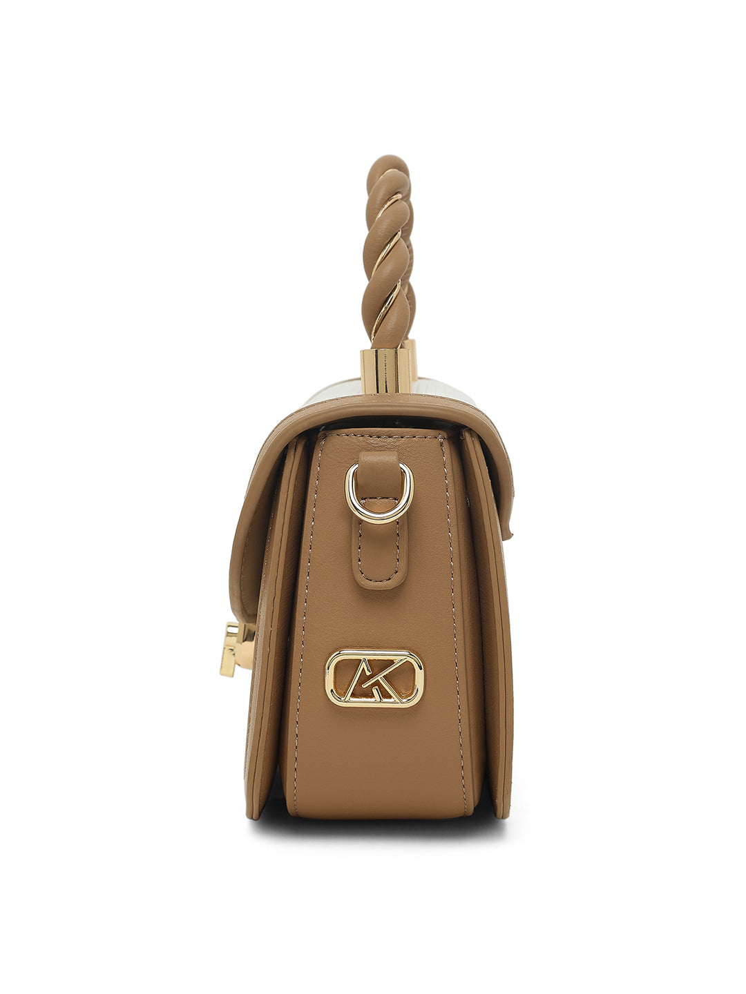 Trinity Flap Small Satchel Bag Beige