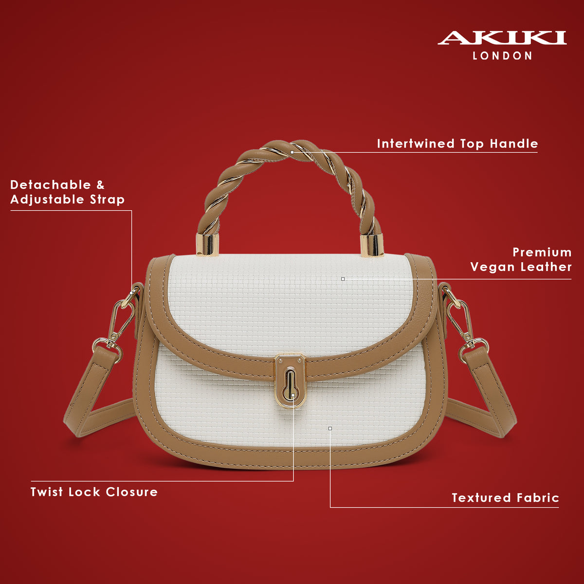 Trinity Flap Small Satchel Bag Beige