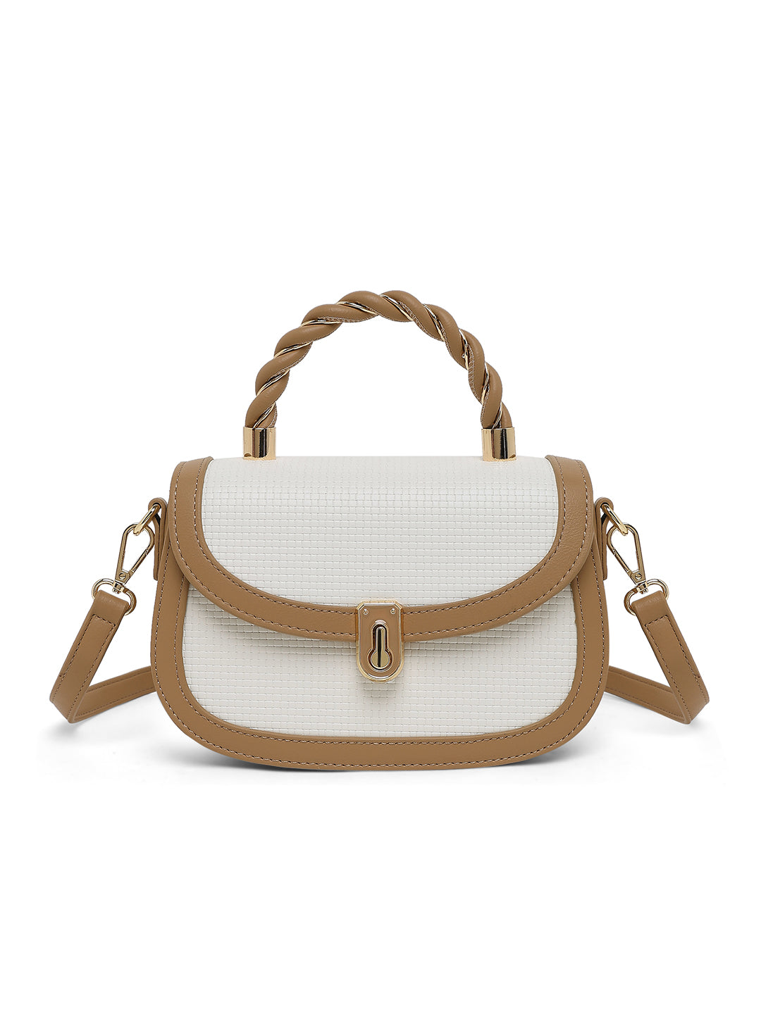 Trinity Flap Small Satchel Bag Beige
