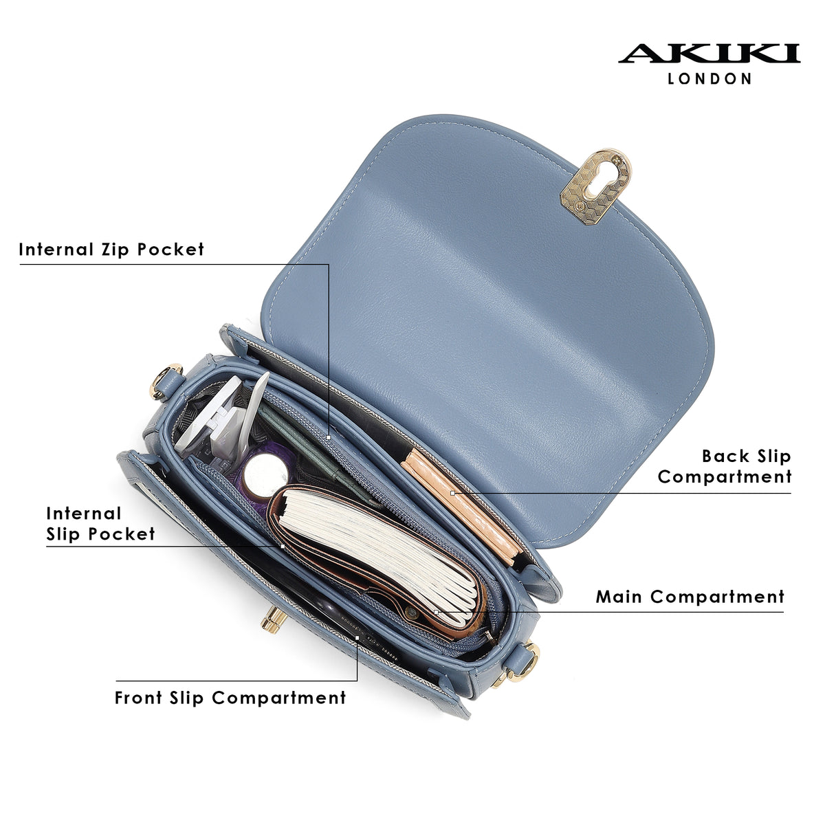 Trinity Flap Small Satchel Bag Blue