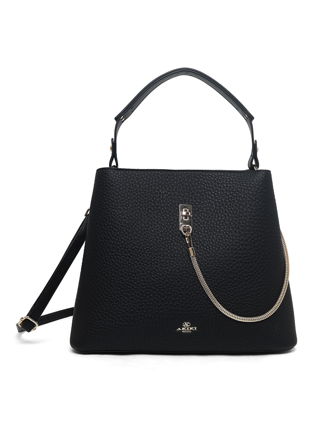 Thames 3 Compartments Large Bucket Bag Black