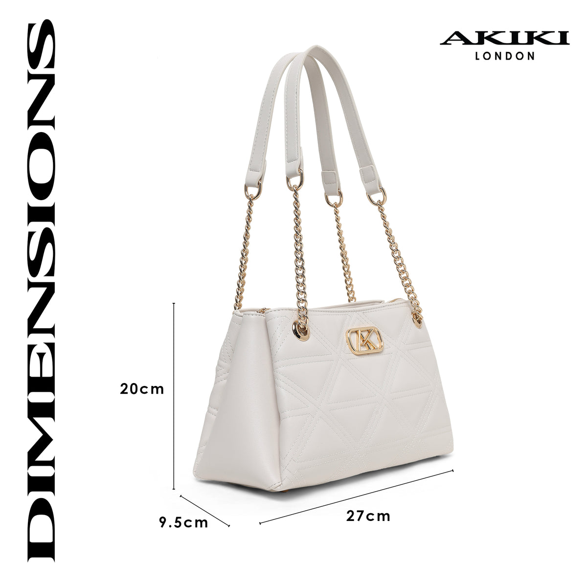 Piccadilly 3 Compartments Small Satchel Bag White