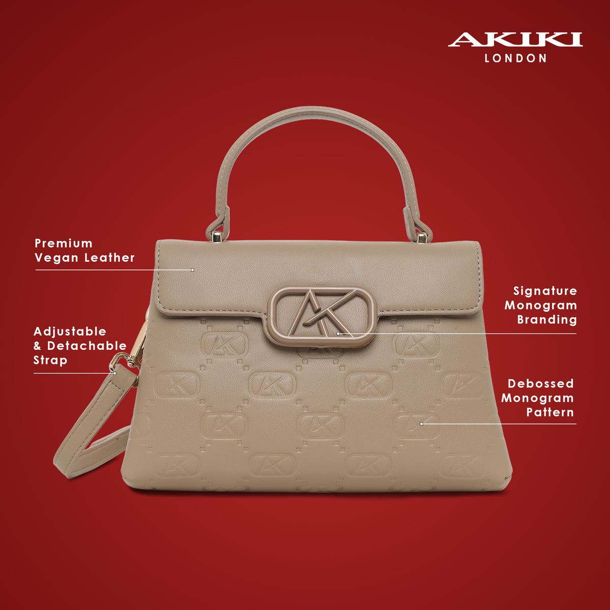 Strand 2 Compartments Small Satchel Bag Beige