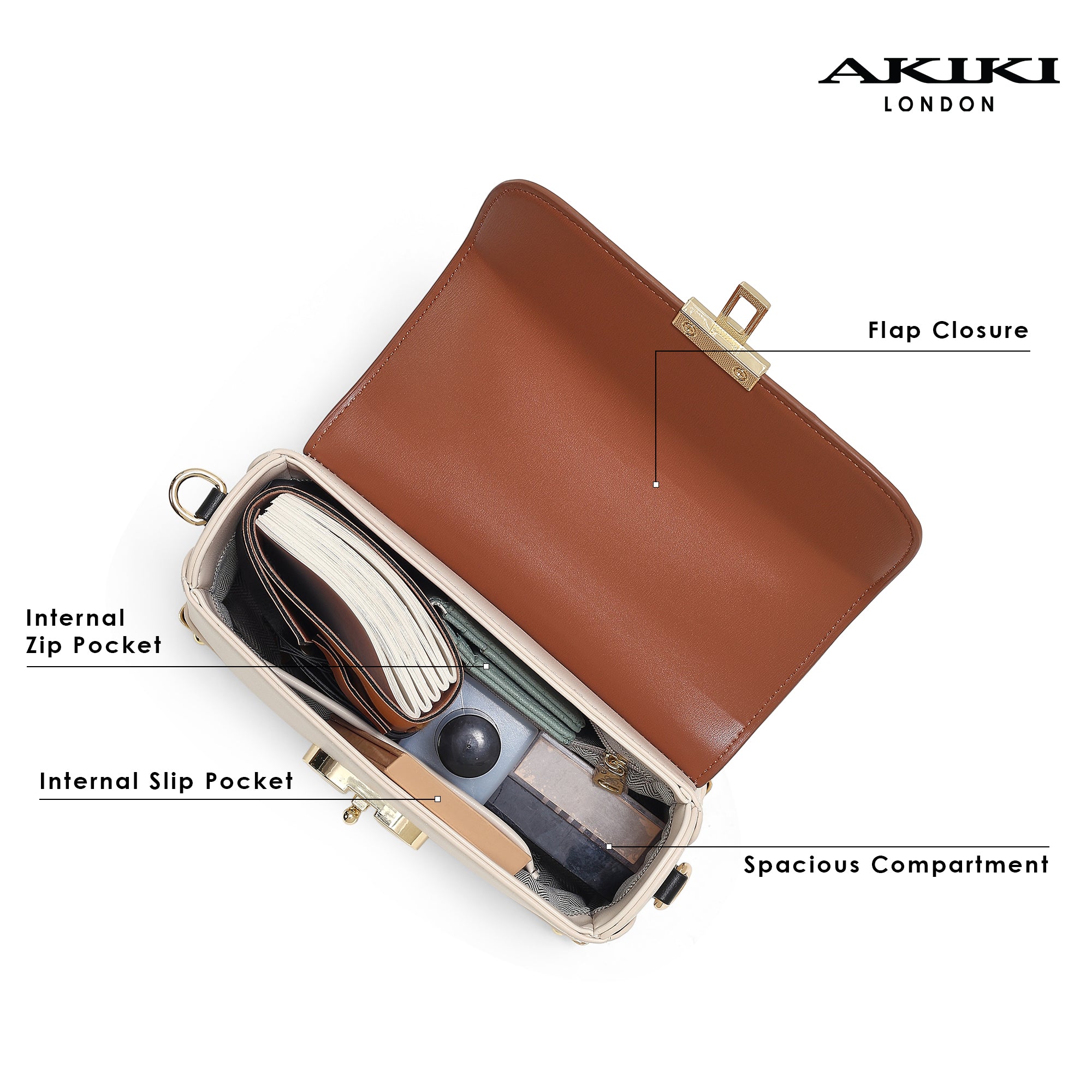Westminster Small Satchel Bag White/Tan