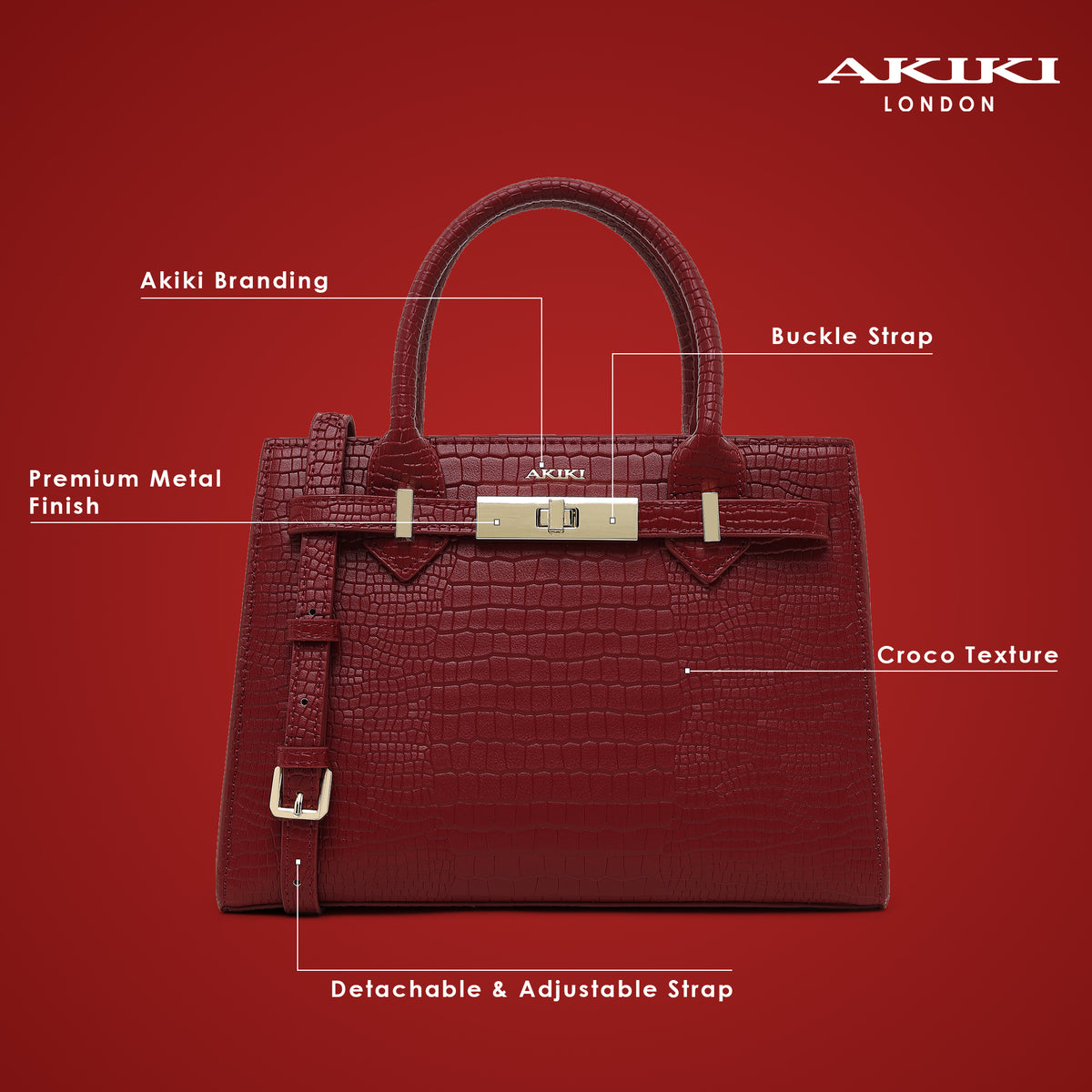 Kensington Medium Satchel Bag Red