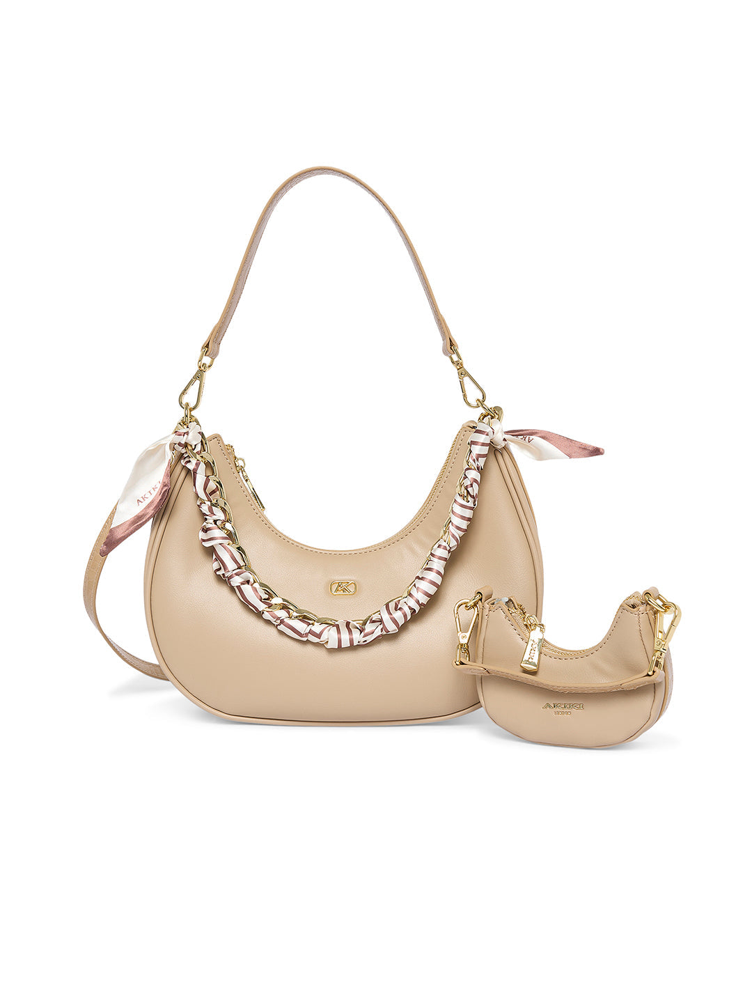 Worcester 30 Hobo Small Handbag Beige