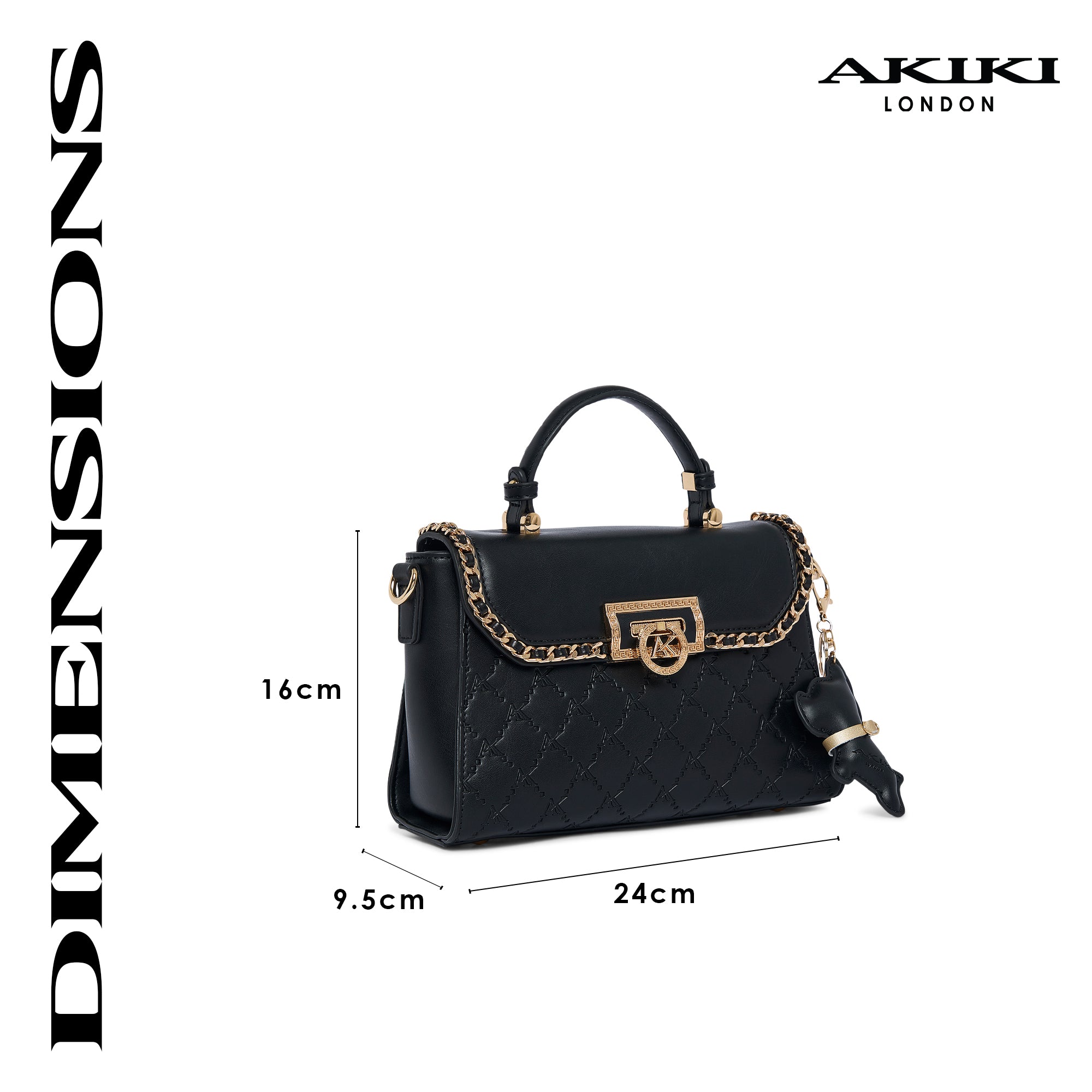 Heston 24 Flap Medium Satchel Bag Black