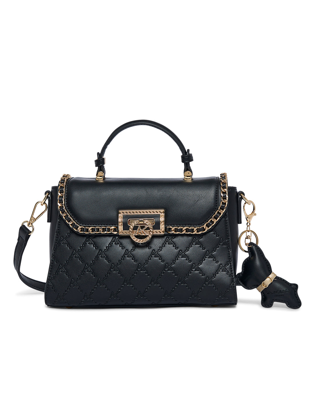 Heston 24 Flap Medium Satchel Bag Black
