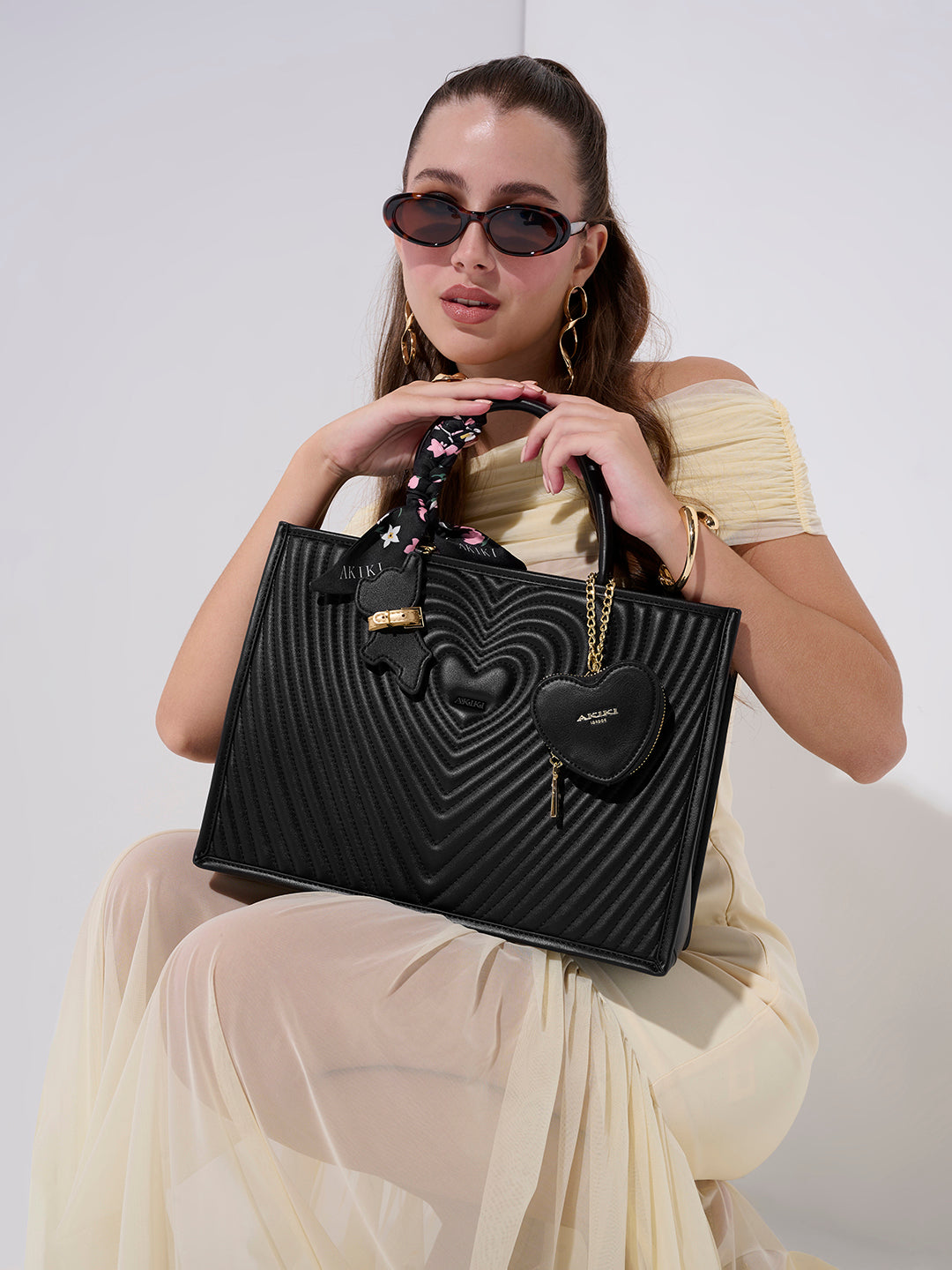 Heartley Large Satchel Bag Black