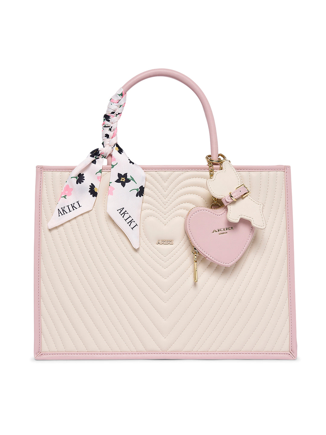 Heartley Large Satchel Bag Beige