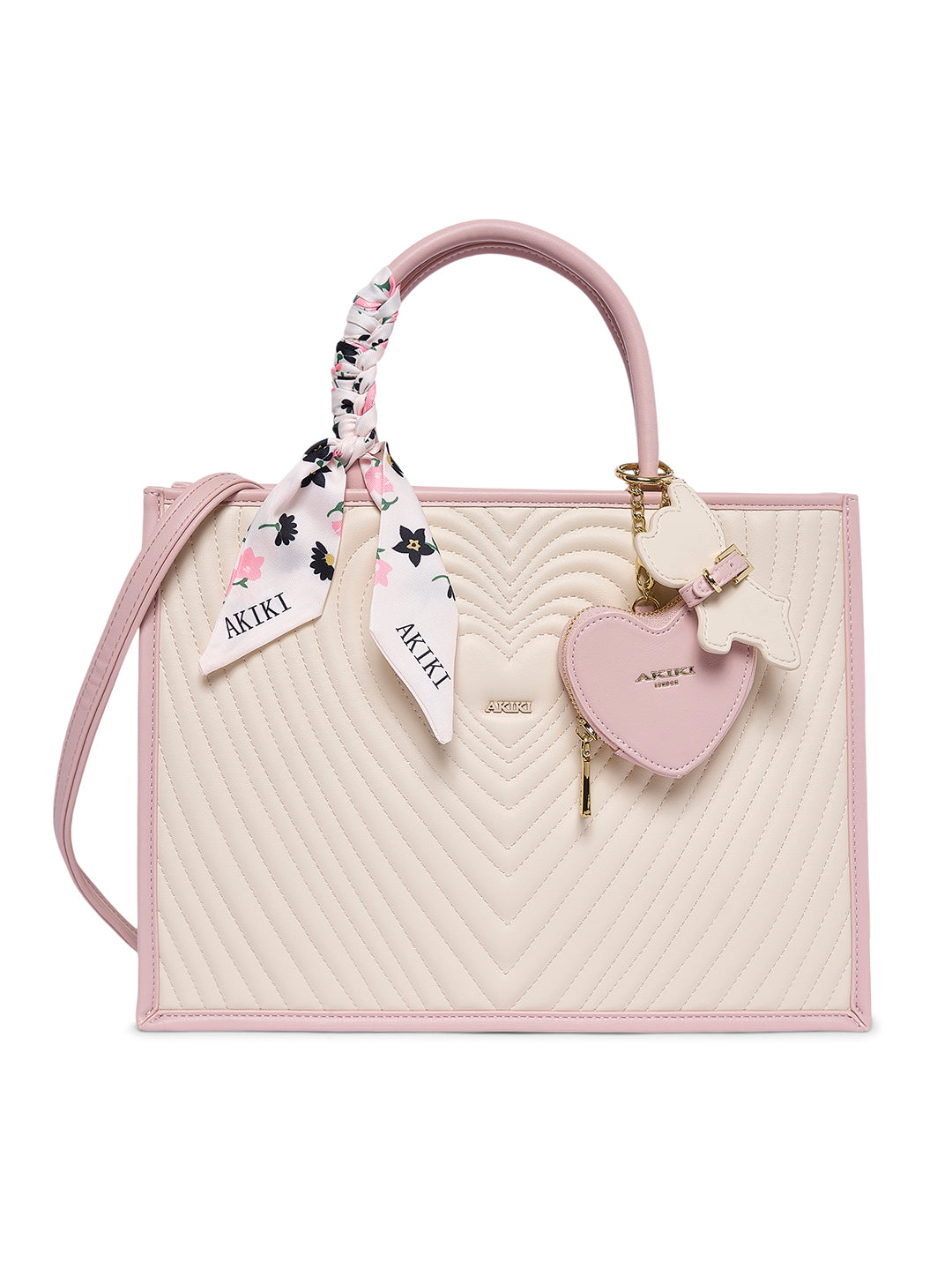 Heartley Large Satchel Bag Beige