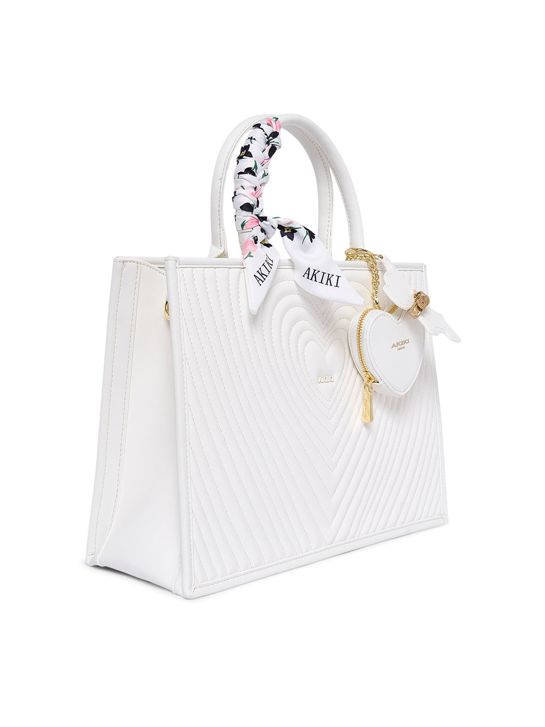 Heartley Large Satchel Bag White