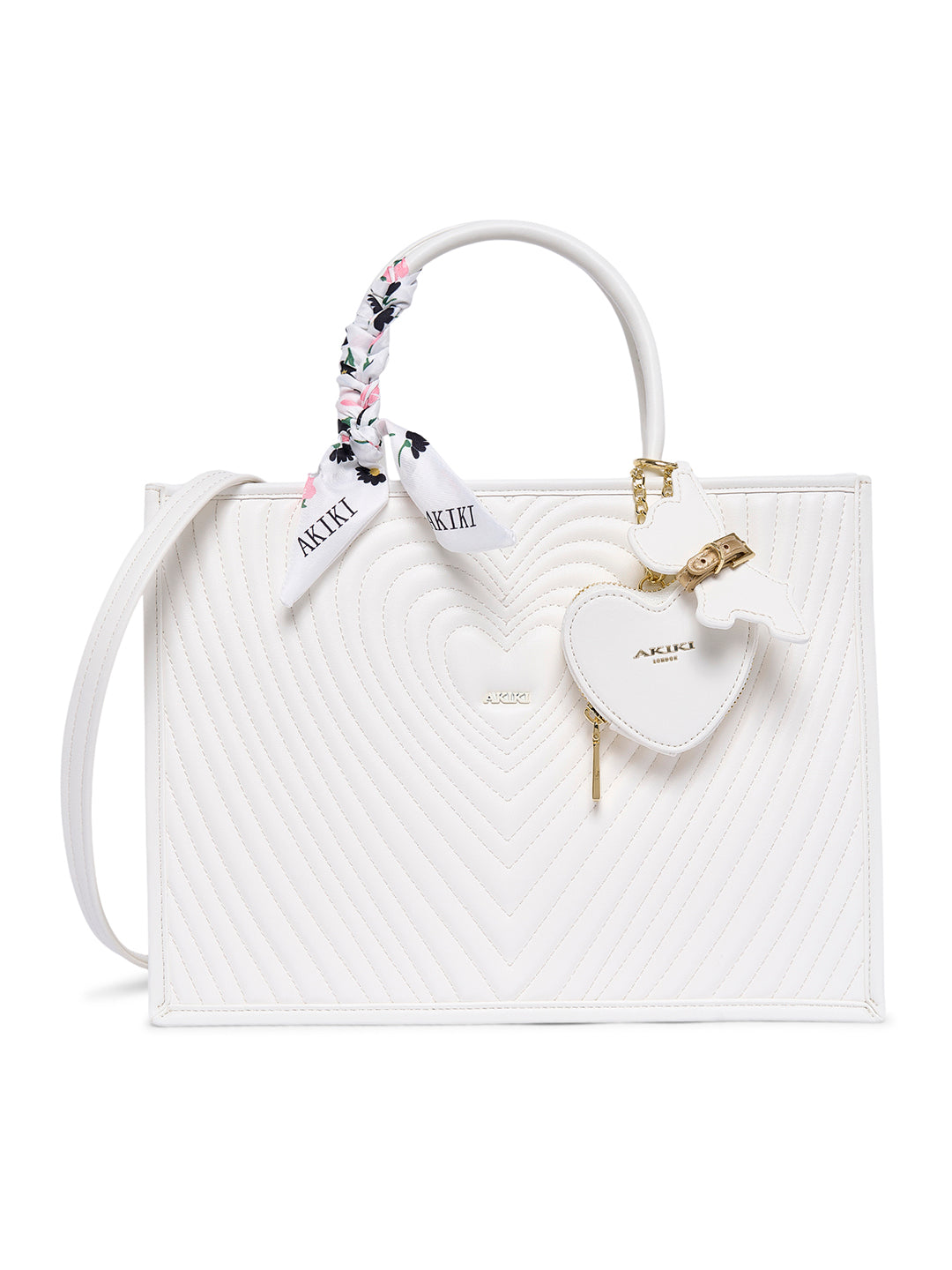 Heartley Large Satchel Bag White