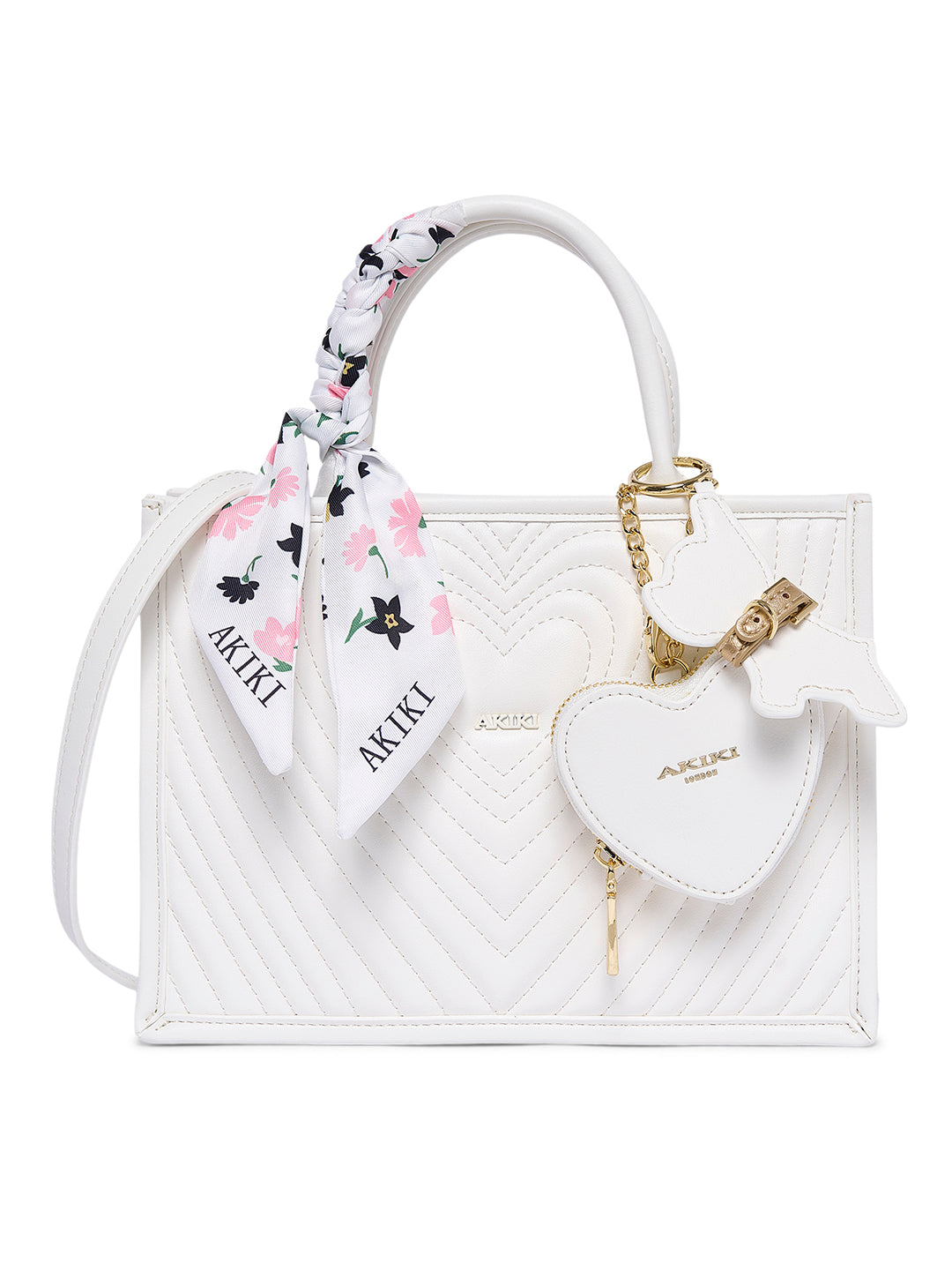 Heartley Medium Satchel Bag White
