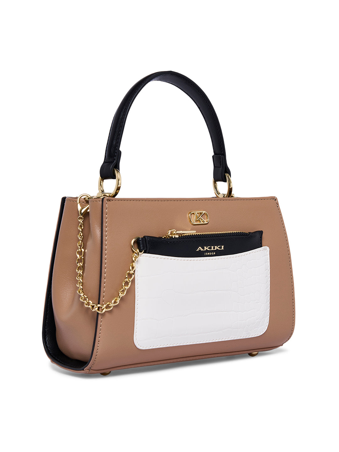 Croydon 3C Small Satchel Bag Beige/Black