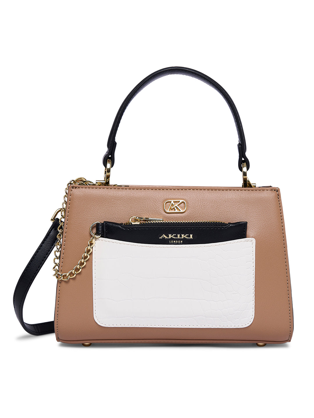 Croydon 3C Small Satchel Bag Beige/Black