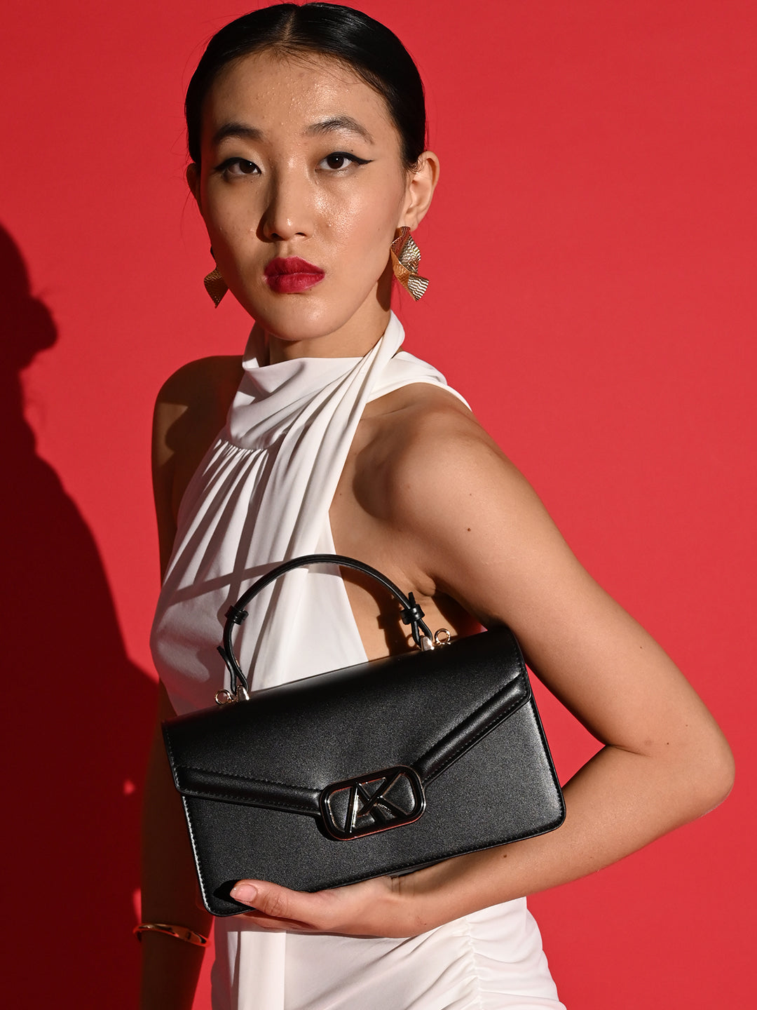 Mayfair Flap Medium Satchel Bag Black