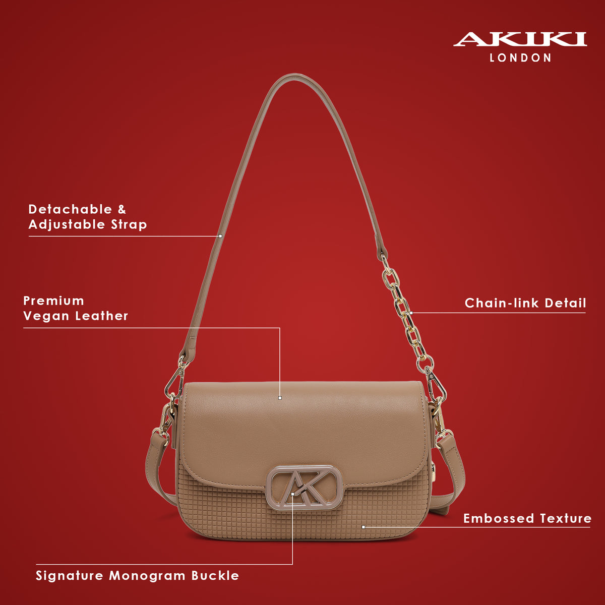 Parklane Flap Medium Sling Bag Beige