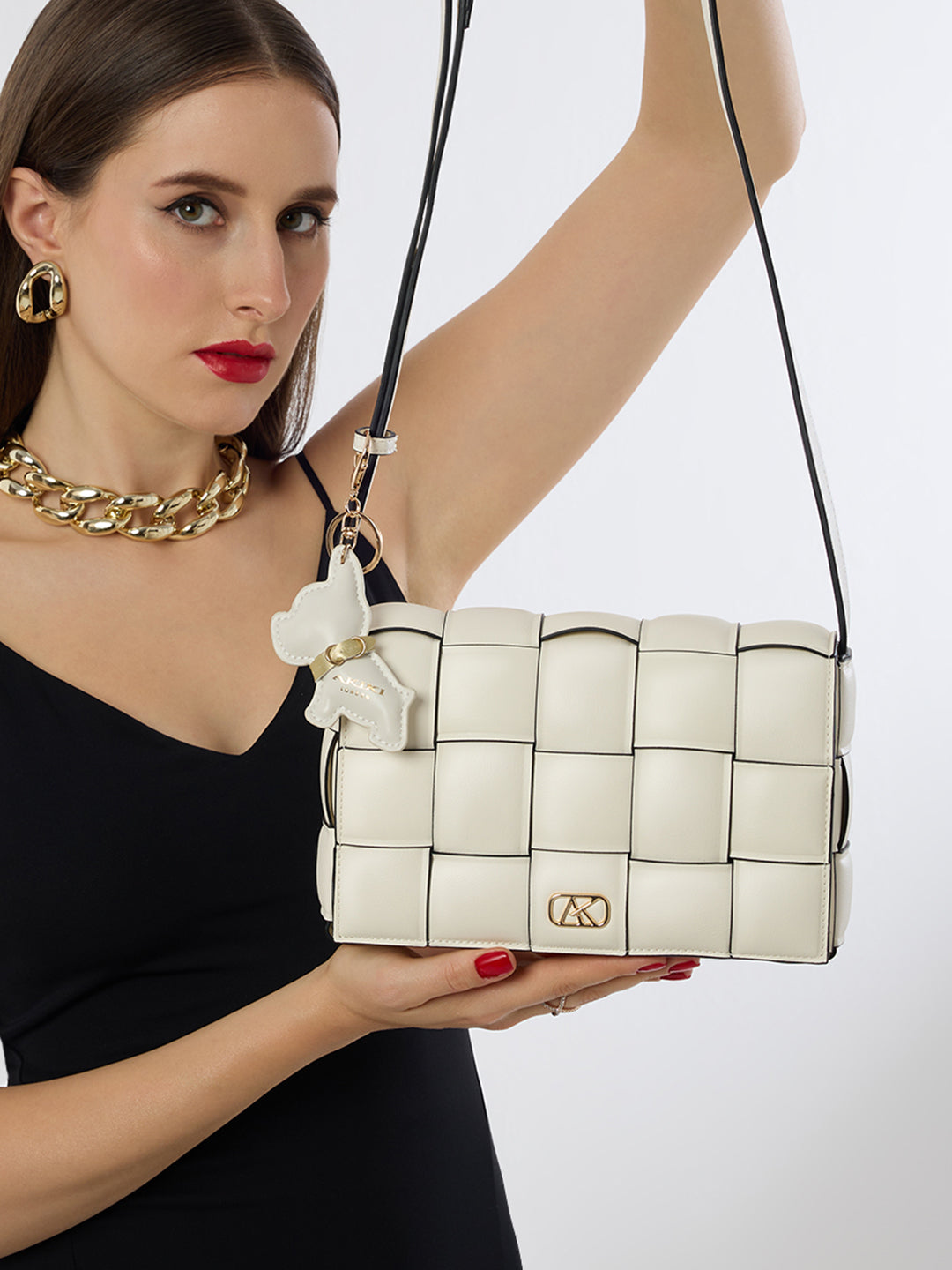 Ealing 24 Small Flap Sling Bag Off White