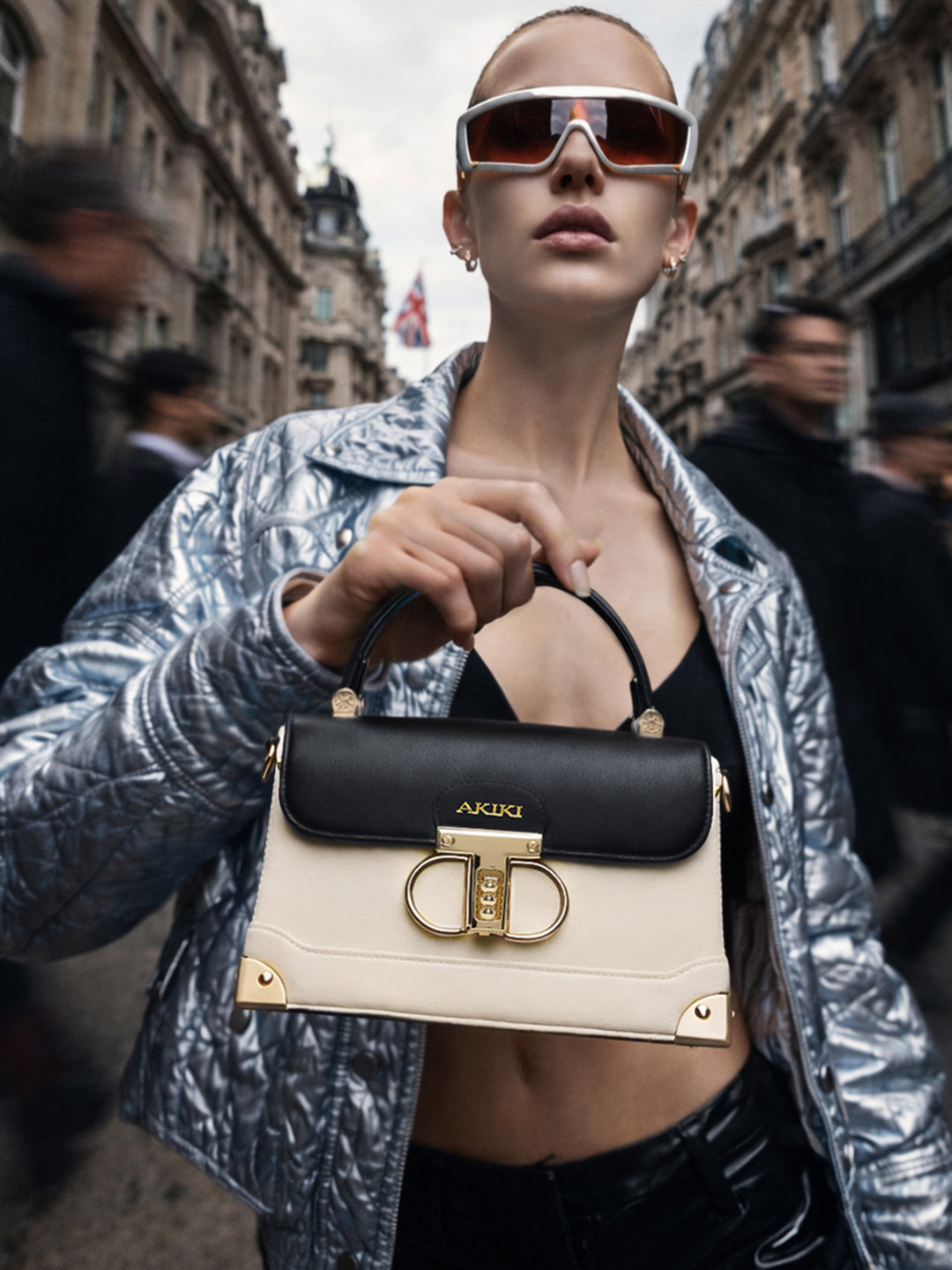 Westminster Small Satchel Bag White/Black