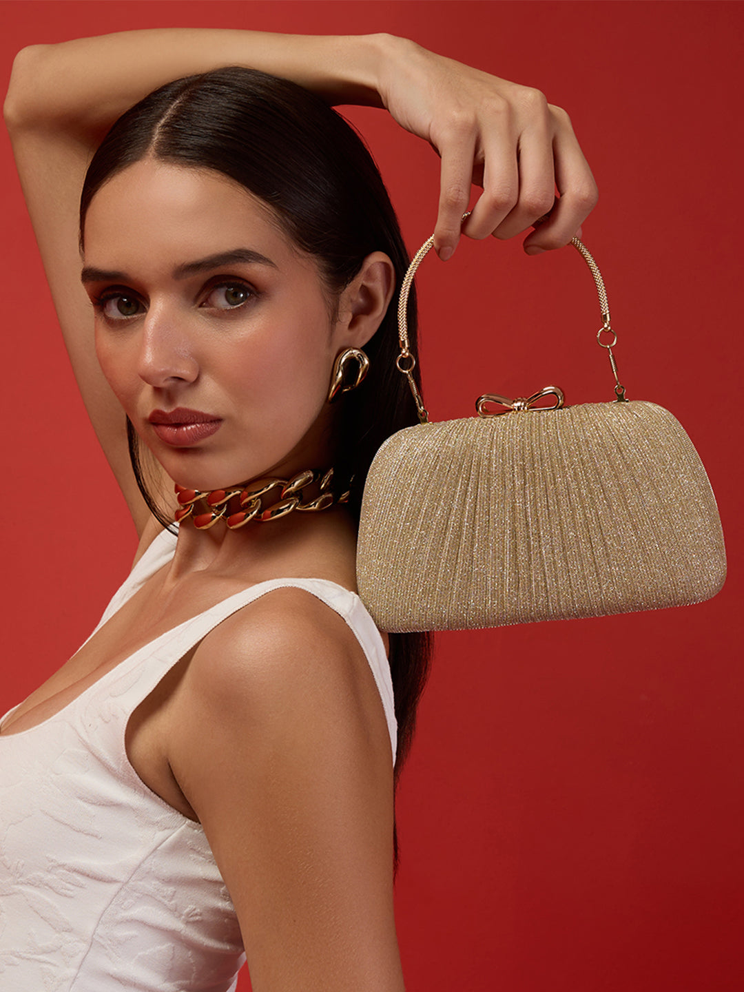 Barnet Small Frame Clutch Gold