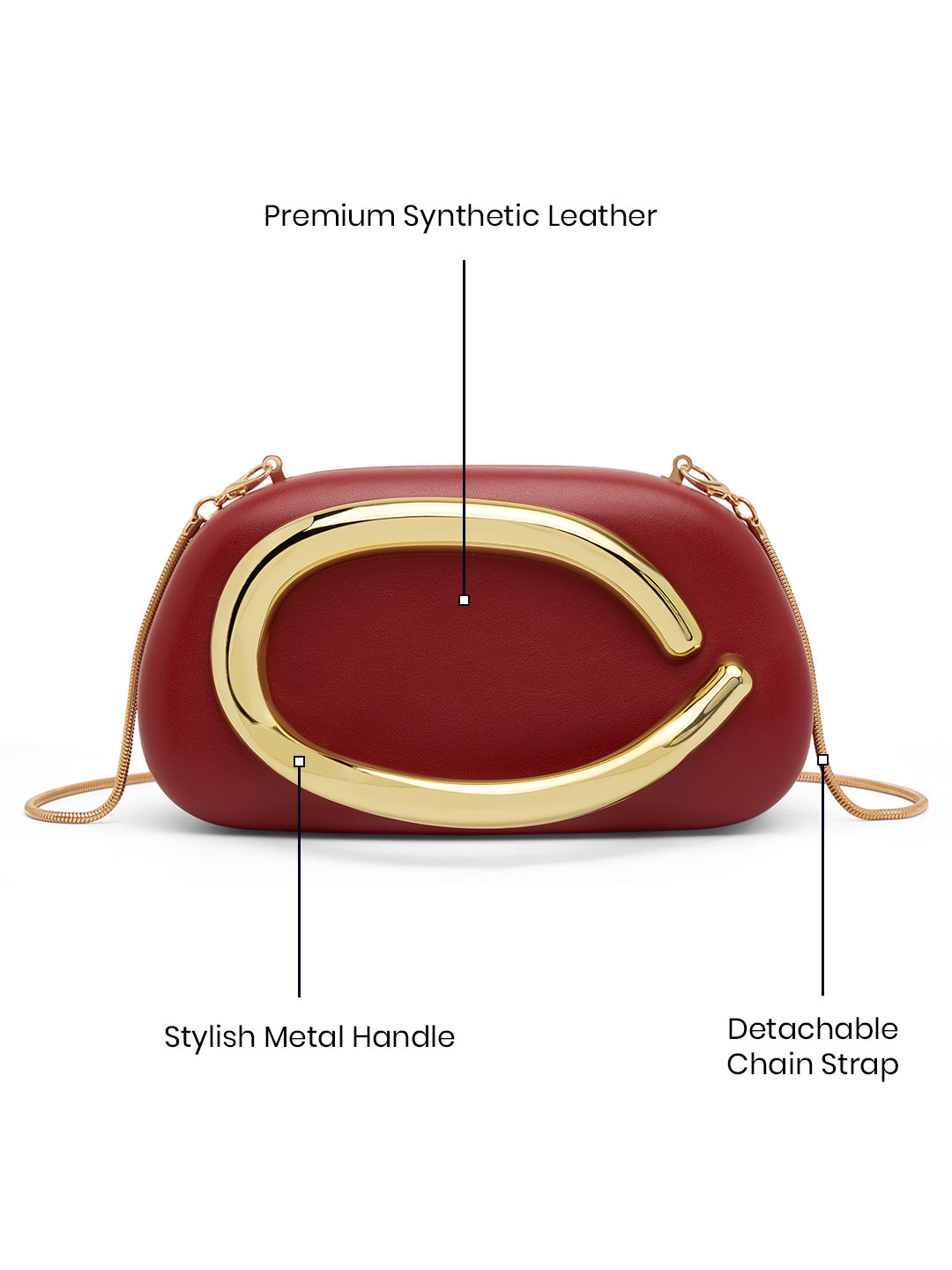 Devon Frame Clutch For Smallstylish Metal Handledetachable Chain Sling Bag