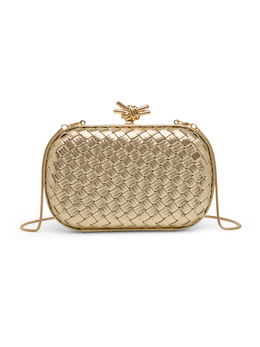 Durham Frame Clutch For Smallstylish Knot Lockdetachable Chain Sling Bag