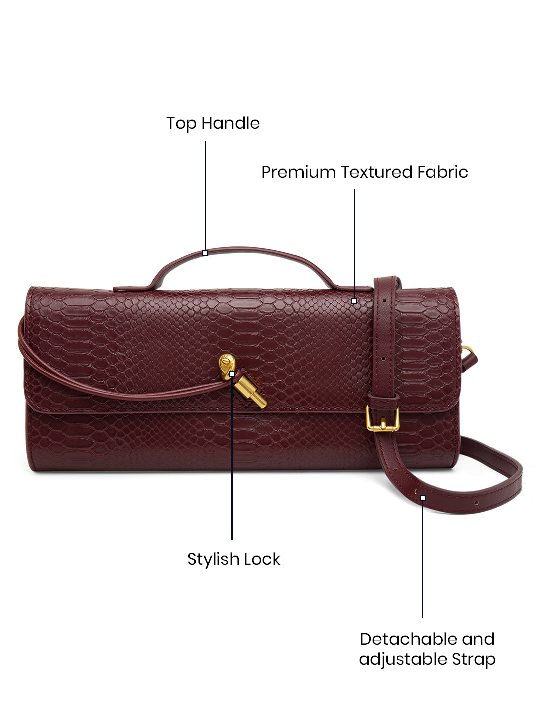 Derby Clutch For Mediumdetachable & Adjustable Sling Bag