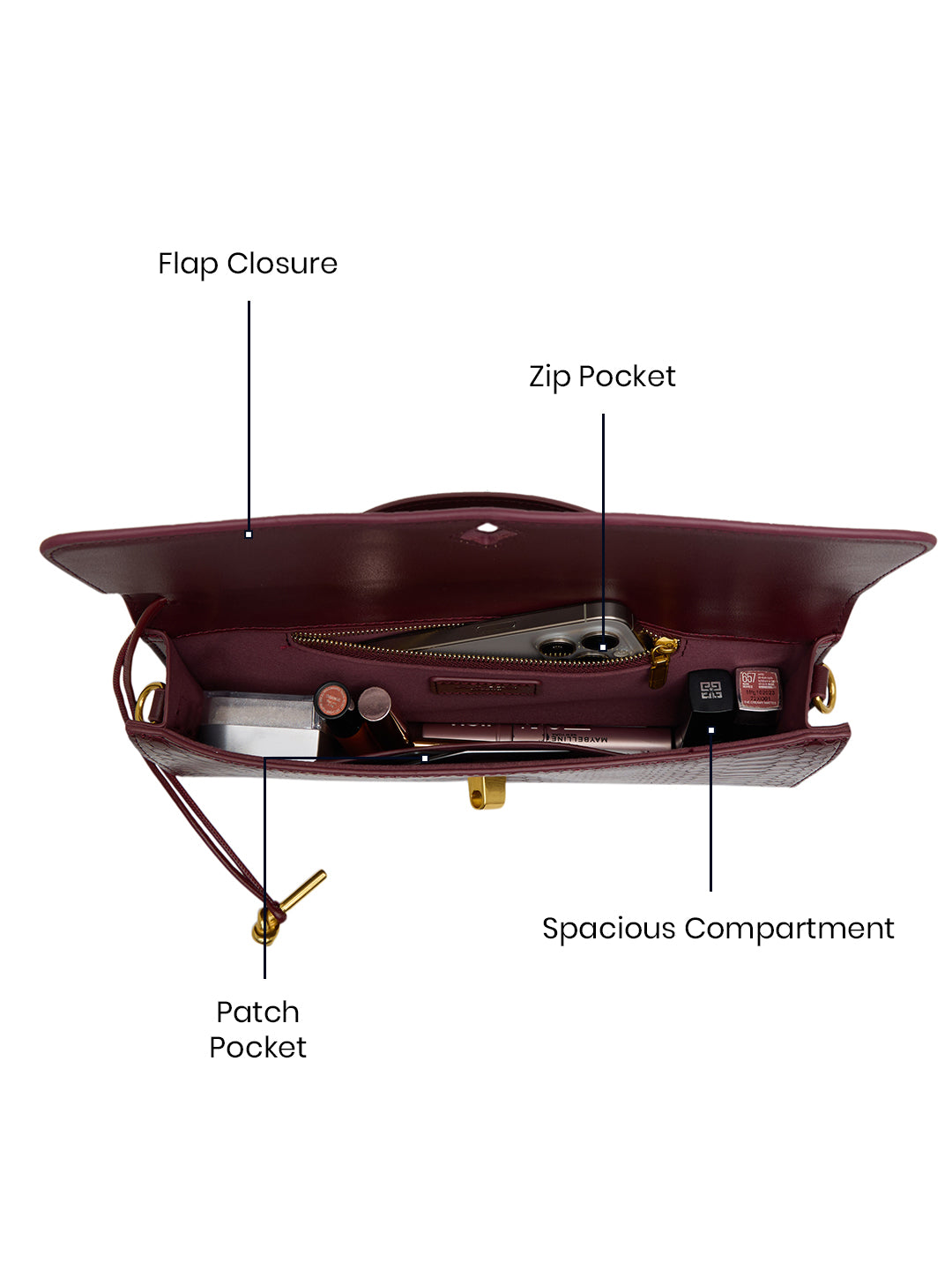 Derby Clutch For Mediumdetachable & Adjustable Sling Bag