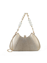 Bexley Frame Clutch  Small Stylish Pearl Handle Detachable Chain Sling Bag