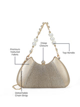 Bexley Frame Clutch  Small Stylish Pearl Handle Detachable Chain Sling Bag