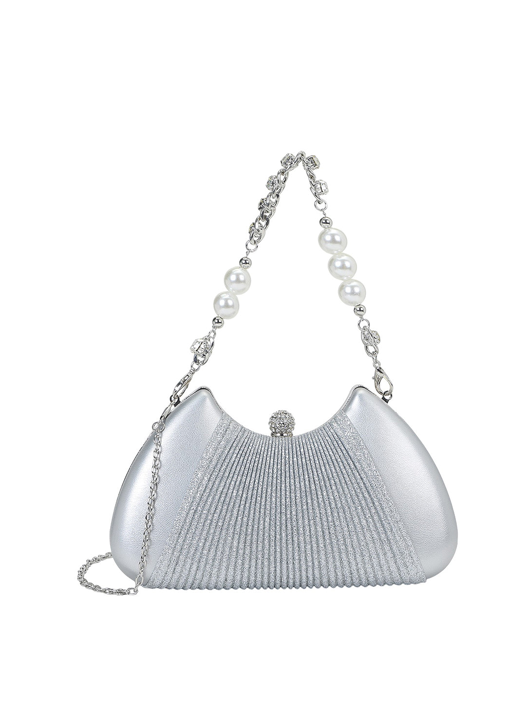 Bexley Frame Clutch  Small Stylish Pearl Handle Detachable Chain Sling Bag