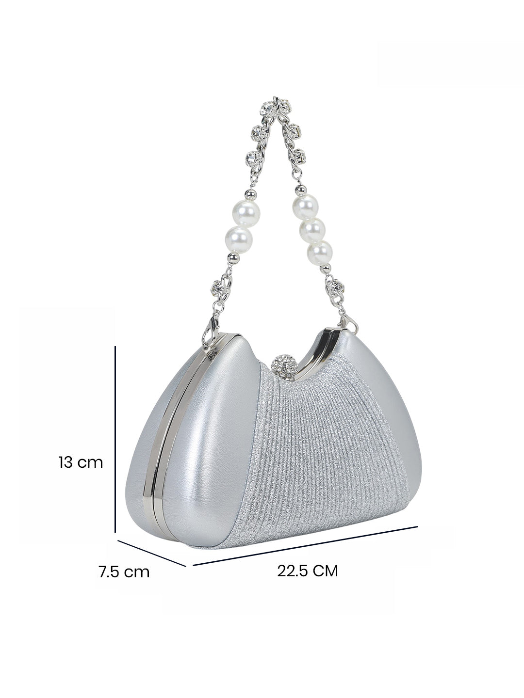Bexley Frame Clutch  Small Stylish Pearl Handle Detachable Chain Sling Bag