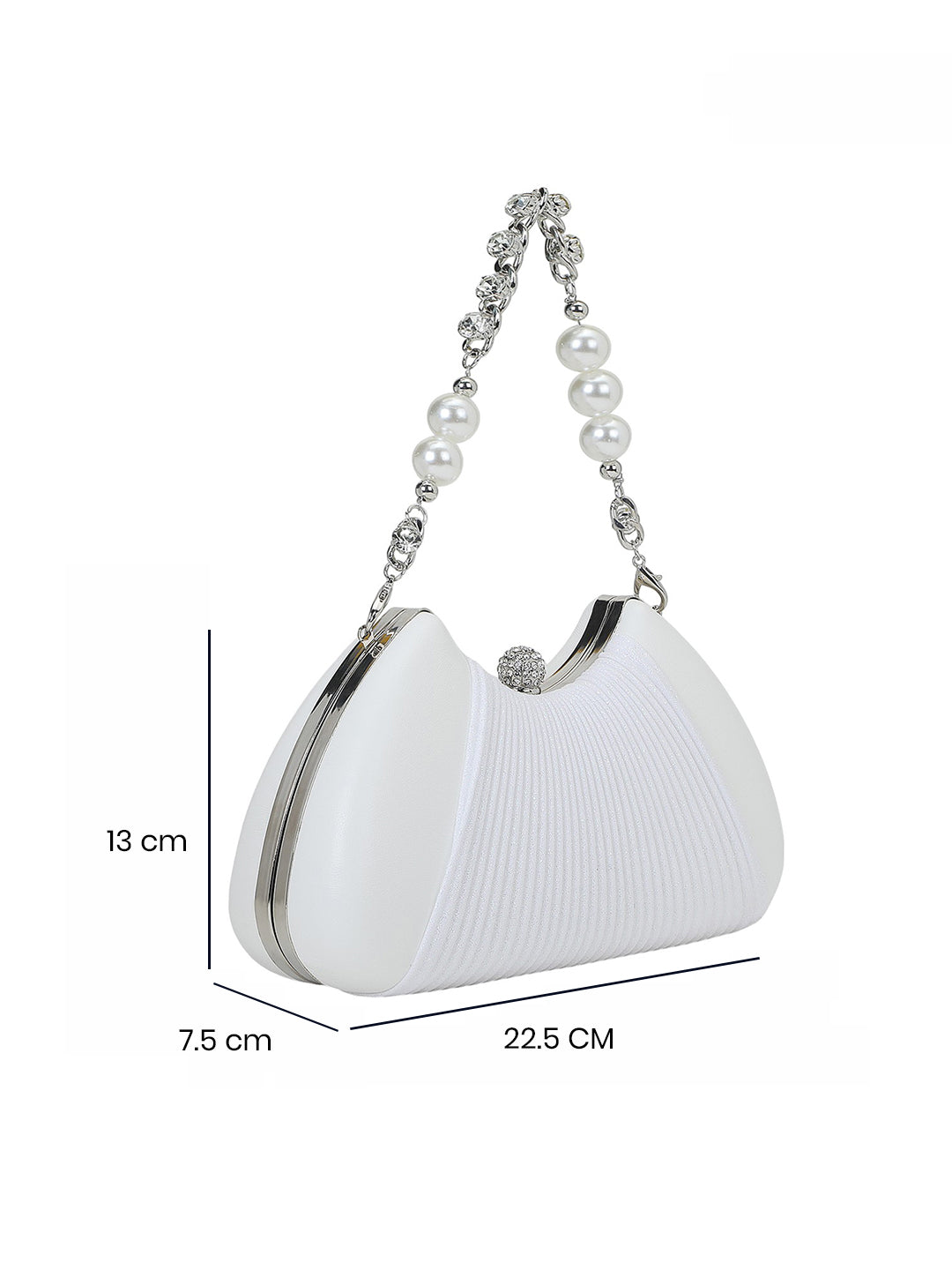 Bexley Frame Clutch  Small Stylish Pearl Handle Detachable Chain Sling Bag