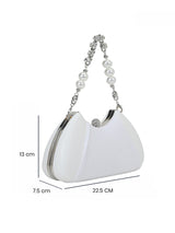 Bexley Frame Clutch  Small Stylish Pearl Handle Detachable Chain Sling Bag